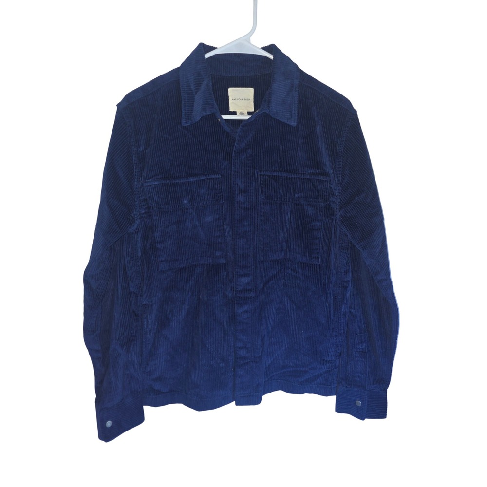 American Eagle Navy Blue Corduroy Shirt Jacket Womens Small Snap Front Overshirt